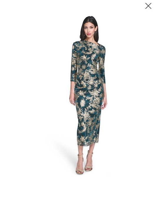 Vince Camuto Dresses & Skirts - Vince Camuto Metallic Crinkle Knit Dress Teal Gold 14